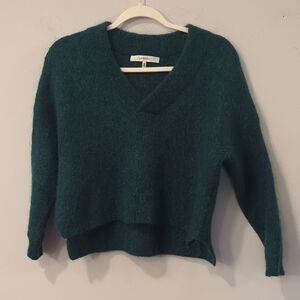 Fuzzy Mohair Sweater Gestuz Brenda GZ V-Neck Pullover Green‎ size Small